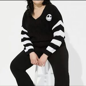 Torrid Disney Nightmare Before Christmas Jack Drop Shoulder VNeck Sweater Sz 3